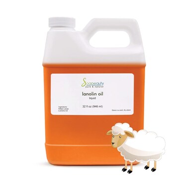 LANOLIN OIL Cold Pressed Unrefined   100% Natural Available in Bulk   Carrier for Essential Oils, Face, Skin, Hair Moisturizer, Soap Making   (32 oz)