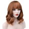 Colorful Mid-length Wigs Women Girls 14" Wavy Curly Wigs with Air Bangs Included Wig Cap (Brown)