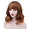 Colorful Mid-length Wigs Women Girls 14" Wavy Curly Wigs with Air Bangs Included Wig Cap (Brown)
