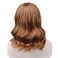 Colorful Mid-length Wigs Women Girls 14" Wavy Curly Wigs with Air Bangs Included Wig Cap (Brown)