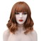 Colorful Mid-length Wigs Women Girls 14" Wavy Curly Wigs with Air Bangs Included Wig Cap (Brown)