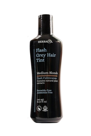 Medium Blonde "Flash" Gray Hair Cover   Ammonia and Peroxide Free   Herbacol Rubio Medio "Flash" Cubrecanas   Sin Amoniaco ni Peroxido   8.1oz-240ml