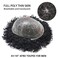 Afro Toupee For Black Men Hair Units PU Injection Black Men Toupees Brazilian Kinky Curly Hair Replacement Unit For African American Men Hairpieces 8X10 6MM Afro Wave #1 Jet Black