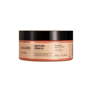 NATIVA SPA O BOTIC&Aacute;RIO, Acerola Cherry Renewing Body Butter, Deep Nourishment for Supple Glowing Skin, 1.05 Ounce (200g)
