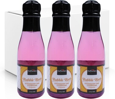 Hot Flowers Bubble Bath Scented &ndash; Women and Men Bath Foam Products &ndash; Relaxing, Foaming, and Moisturizing Adult Soak &ndash; Special Small Champagne-Shaped Pet Bottle