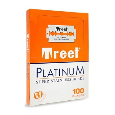 100 Treet Platinum Super Stainless Double Edge Razor Blades - New Space Saving Format
