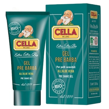 Cella Milano Organic Pre Shave Gel 75ml &ndash; Aloe Vera Enriched Formula for Sensitive Skin and Effortless Razor Glide, Made in Italy