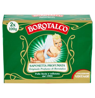 Roberts: Set of 2 Borotalco&reg; Scented Soaps, Vintage Edition (Baby Picture) * 3.5 Ounces (100g) Packages (Pack of 2) [ Italian Import ]