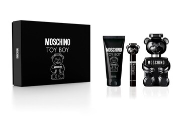MOSCHINO Toy Boy 3 pcs Men's Perfume Gift Set - 3.4 Oz EDP Spray + 3.4 Oz Shower Gel + 10ml Mini EDP Travel Spray - HARD GIFT BOX SET