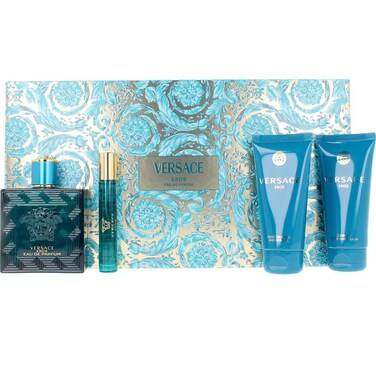 Versace Eros for Men - 4 Pc Gift Set 3.4oz EDP Spray, 2.5oz Shower Gel, 2.5oz After Shave Balm, 0.33oz EDP Spray