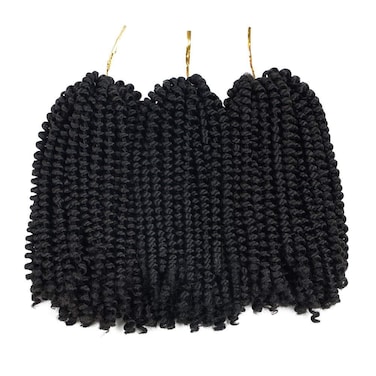 Beyond Beauty Spring Twist Crochet Hair 90strands 8 Inch Fluffy Spring Twists Braiding,Spring Twist Crochet Braids Bomb for Black Women (1B)