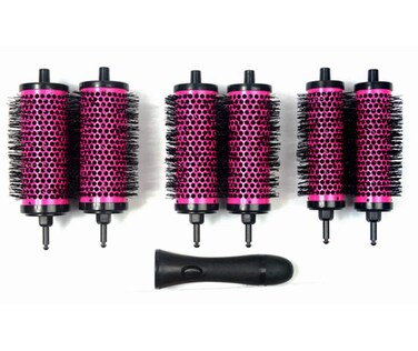 LIGICKY Blowout Brush Set with Detachable Barrels Round Brushes Hair Styling Tool, 1 Handle 6 Barrels, Small Medium Large Pink