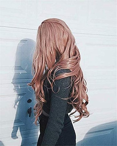 Sylvia 24' Dark Pink Body Wave Synthetic Lace Front Wigs with Side Parting Mixed Pink Half Hand Tied Heat Resistant Fiber Hair for Woman&hellip;