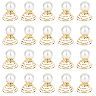 20 Pcs Spiral Hair Pins Swirl Hair Twists Coils Hair Clips Wedding Bridal Star Pearl Metal Spiral Twist Hairpins Hair Accessories (Pearl-Gold)