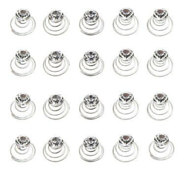 20 Pcs Spiral Hair Pins Swirl Hair Twists Coils Hair Clips Wedding Bridal Shiny Rhinestone Crystal Metal Spiral Twist Hairpins Hair Accessories (White)