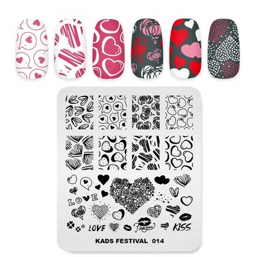KADS Nail Art Image Stamping Plates Valentine's Day Love Heart DIY Manicure Template Image Plate for Nail (FE014)