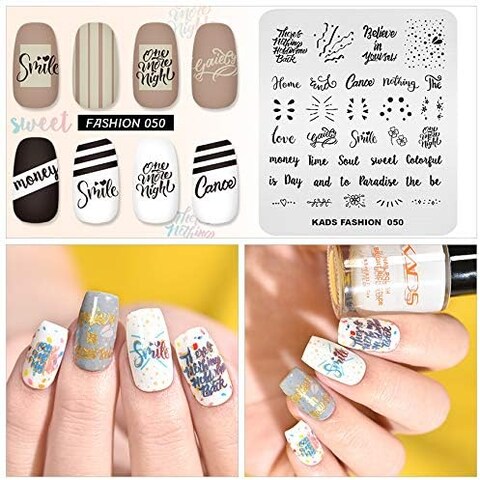 Nail Stamping Plate Fashion Party Letters Words Dots Drop Theme Multi-Pattern Stamp Print Image Stamp Template Nail Art for Nail Design By Rolabling