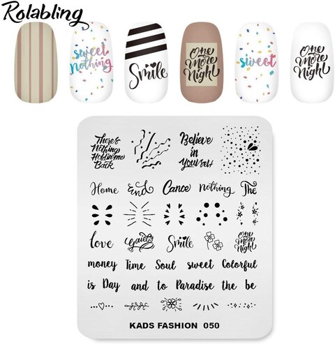 Nail Stamping Plate Fashion Party Letters Words Dots Drop Theme Multi-Pattern Stamp Print Image Stamp Template Nail Art for Nail Design By Rolabling