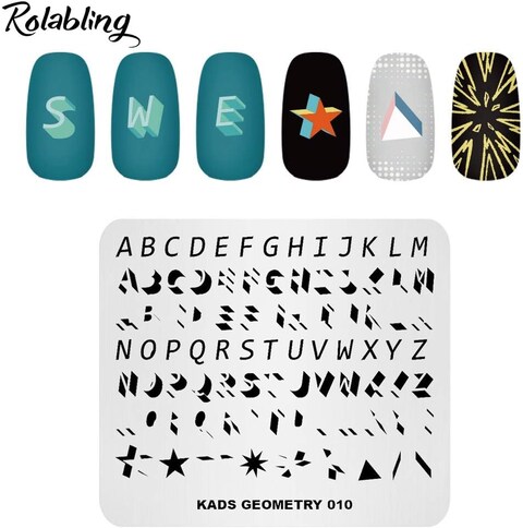 Nail Stamping Plate Fashion Geometry Words Letters Stars Patterns Theme Multi-Pattern Stamp Print Image Stamp Template Nail Art for Nail Design