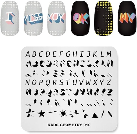 Nail Stamping Plate Fashion Geometry Words Letters Stars Patterns Theme Multi-Pattern Stamp Print Image Stamp Template Nail Art for Nail Design