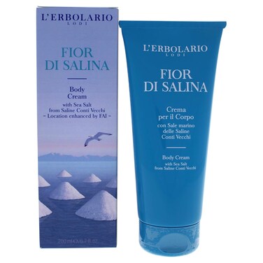 L&rsquo;Erbolaro Fior Di Salina Body Cream - Soothing Sea Salt Moisturizer for Dry Skin - Calcium and Magnesium-Rich - With Hydrating Cocoa Butter - 6.7 oz