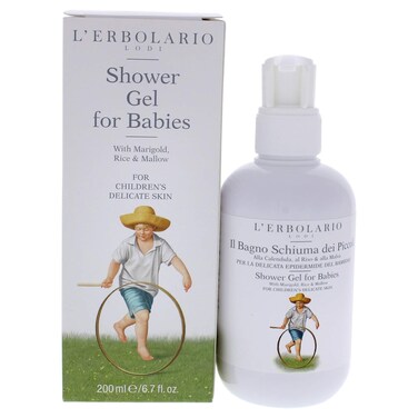 L'Erbolario Shower Gel For Babies - Extremely Delicate Cleansing Base - Ideal For Children&rsquo;s Sensitive Skin - Enriched With Rice Proteins - Made With Protective And Softening Extracts - 6.7 Oz
