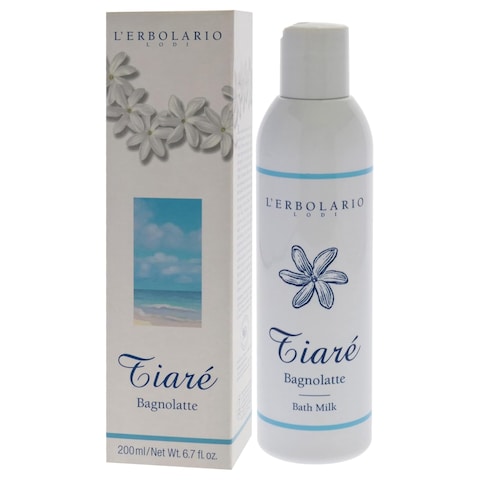 LErbolario Tiare Bath Milk, 6.7 oz - Body Wash - with Extracts of Tiare Flowers - with Monoi and Coconut Milk - Floral Fruity Scent - Cruelty-Free