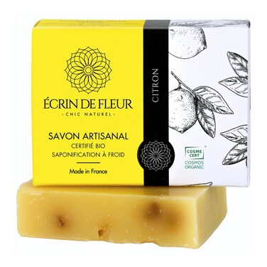 &ndash; organic Lemon Soap with Zest for Oily Skin, Artisan soap made in France, Cold Processed, 1x90g, 3.2 oz