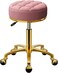 Rolling Stool Gold Vanity Stool with Wheels, Pedicure Massage Roller Stools, PU Leather Round Swivel Salon Spa Chair, Titanium Gold Base, Height Adjustable 43-55 cm (Pink)