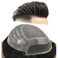 Mens Toupee Human Hair Pieces Replacement System for Men Breathable French Lace Mens Wigs Hairpiece Poly Skin PU Around Hair Unit Patch for Men (8''X10'', #1B Off Black)