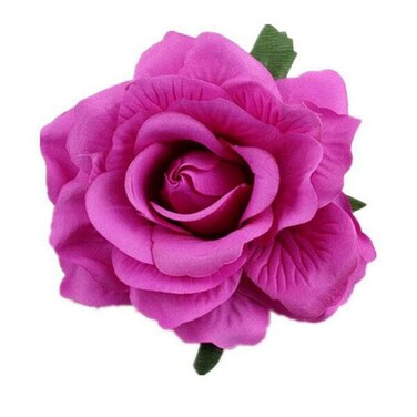 Women Rose Flower Hair Clip Hair Accessories Flower Brooch Pin ZFJ11 (Fuchsia)