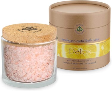 Original Himalayan Crystal Bath Salts   Detox with Juniper Cedarwood and Lemon Essential Oils   Release Stress