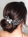 Easedaily Flower Bride Wedding Hair Comb Silver Pearl Bridal Hair Piece Rhinestone Hair Accessories for Women and Girls