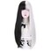 STYLER Half Black Half White Wig with Bangs, Long Straight Anime Cosplay Wig for Women, Heat Resistant Synthetic Halloween Hair Wigs