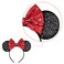 Mouse Ears Bow Headbands, Sequin Minnie Ears Headband Glitter Party Princess Decoration (Black-Red)