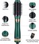 Hair Dryer Brush, 3 in 1 Interchangerable Hair Dryer &amp; Volumizer, Ceramic Negative Ion Curling Dryer Styler Brush with 3 Brush Heads (Green)