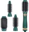 Hair Dryer Brush, 3 in 1 Interchangerable Hair Dryer &amp; Volumizer, Ceramic Negative Ion Curling Dryer Styler Brush with 3 Brush Heads (Green)