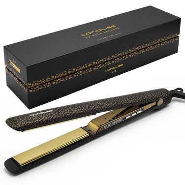Corioliss C3 Hair Straightener Flat Iron Professional for Hair Titanium Plates Control Temperature Women (Leopard Gold Soft Touch)