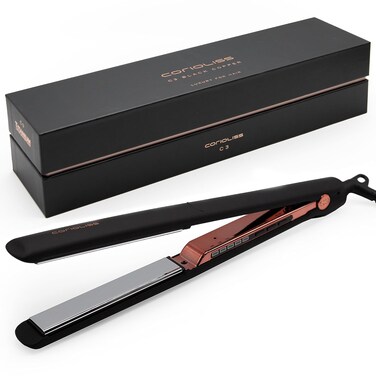 Corioliss C3 Hair Straightener Flat Iron Professional for Hair Titanium Plates Control Temperature Women (Black Copper Soft Touch)