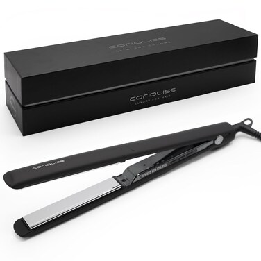Corioliss C3 Hair Straightener Flat Iron Professional for Hair Titanium Plates Control Temperature Women (Black Chrome Soft Touch)