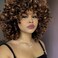 Curly Wigs for Black Women Short Curly Wigs for Women Curly Synthetic Hair Wigs Heat Resistant Hair Replacement Wigs with Wig Caps (Black Mixed Brown)