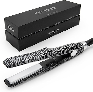 CORIOLISS C Trip Mini   Hair Straighteners for Women   Titanium  Flat Iron   Professional with Temperature Control (Zebra Silver)