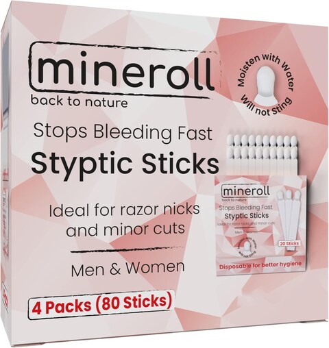 Styptic Stick Shave Accessories (4-Packs, 80-Sticks) Stops Bleeding for Razor Nicks and Minor Cuts for Men &amp; Women, Sanitary and Great for Barbers &amp; Personal, Shaving Kit Essential (1)