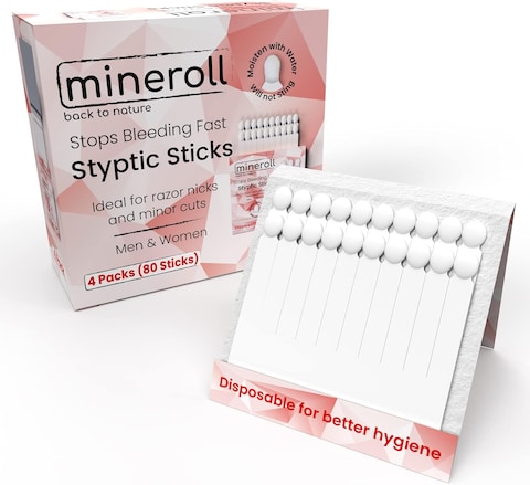 Styptic Stick Shave Accessories (4-Packs, 80-Sticks) Stops Bleeding for Razor Nicks and Minor Cuts for Men &amp; Women, Sanitary and Great for Barbers &amp; Personal, Shaving Kit Essential (1)