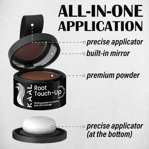 KAAL Hairline Powder: Concealer for Hair Loss, Root Touch Up, Hair Toppers, Eyebrow &amp; Beard Filler, Hair Fibers for Thinning Hair (Black)