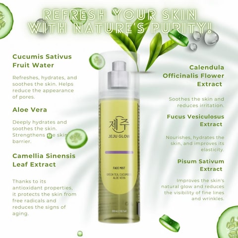 Hydrating and Soothing Facial Mist with Green Tea, Cucumber, Aloe Vera, and Calendula &ndash; Refreshing &amp; Nourishing, Alcohol-free, Perfume-free