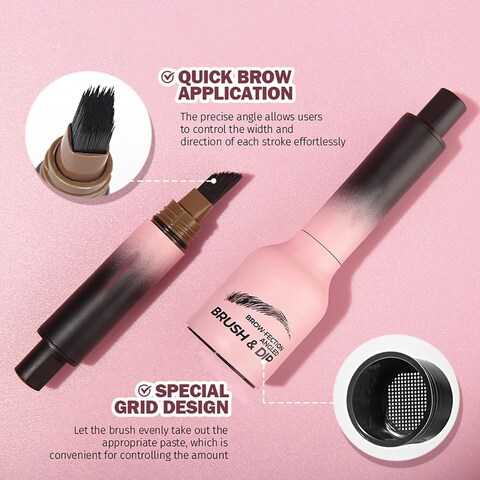 Brow Fection Angled Brush &amp; Dip, Liquid Eyebrow Brush, Hair-Like Strokes Brow Pencil Waterproof Multi-Functional Non-Smudging Pressed Wild Eyebrow Pencil (#02 taupe)
