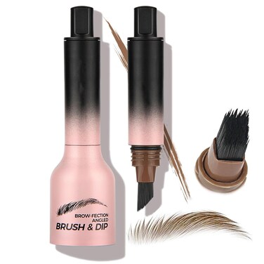 Brow Fection Angled Brush &amp; Dip, Liquid Eyebrow Brush, Hair-Like Strokes Brow Pencil Waterproof Multi-Functional Non-Smudging Pressed Wild Eyebrow Pencil (#02 taupe)