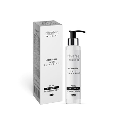 collagen face cleanser, acne, dirt, makeup and oil remover, gentle-skin cleansing, natural renewing, peeling and pigmentation.