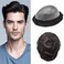 Hair System for Man Full Poly Skin PU Toupee for Men Human Hair Replacement Systems Scallop PU Front Male Hairpieces 8"X10" 1B# OFF BLACK